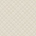 Neutral vector waffle effect geometric grid. Seamless pattern background. Beige ecru diagonal cotton fiber style