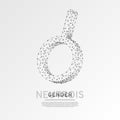 Neutrois symbol. Wireframe digital 3d illustration. Low poly any sexuality Abstract Vector polygonal origami LGBT Royalty Free Stock Photo