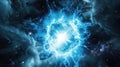 Neutron star exploding, cold bluish colors