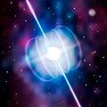 Neutron star makes radiation ray waves in the deep universe. Blitzar. Pulsar. Vector illustration Royalty Free Stock Photo