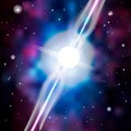 Neutron star makes radiation ray waves in the deep universe. Blitzar. Pulsar. Vector illustration Royalty Free Stock Photo