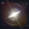 Neutron star makes radiation ray waves in the deep universe. Blitzar. Pulsar. Vector illustration Royalty Free Stock Photo