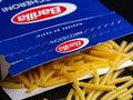 Neuwied, Germany - May 22, 2021: a package of Barilla pasta with poured out macaroni