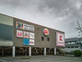 NEUWIED, GERMANY - Nov 14, 2020: brands of companies like Burger King, Kaufland, dm, kik and others at the facade of Neuwied