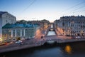 Neva river, channel, Palace Embankment at evening