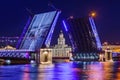 Neva river and open Palace Dvortsovy Bridge - Saint-Petersburg Russia Royalty Free Stock Photo