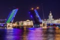 Neva river and open Palace Dvortsovy Bridge - Saint-Petersburg Russia Royalty Free Stock Photo