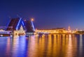 Neva river and open Palace (Dvortsovy) Bridge - Saint-Petersburg Russia Royalty Free Stock Photo