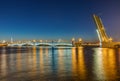 Neva river and open Troitsky Bridge - Saint-Petersburg Russia Royalty Free Stock Photo