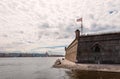 The Neva River with the Peter and Paul Fortress on the right and the Hermitage Museum and the dome of Saint Isaac Church on the ba