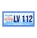 Nevada car license plate, american state vehicle registration number vector illustration. Usa automobile colorful symbol