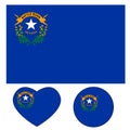 Nevada Flag on white background. Nevada Round Flag sign. heart symbol icon with Nevada flag symbol. flat style