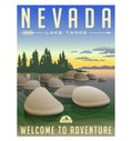 Nevada, Lake Tahoe retro travel poster Royalty Free Stock Photo