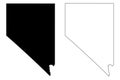 Nevada NV state Maps. Black silhouette and outline isolated on a white background. EPS Vector