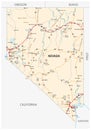 Nevada road map with interstate US highways and federal highways