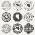 Nevada Set of Stamps. Travel Stamp. Made In Product. Design Seals Old Style Insignia. Royalty Free Stock Photo