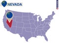 Nevada State on USA Map. Nevada flag and map Royalty Free Stock Photo