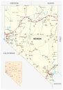 Nevada streets and administrative map with interstate US highways and main roads