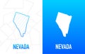 Nevada - U.S. state. Contour line in white and blue color on two face background. Map of The United States of America