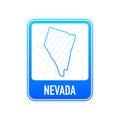 Nevada - U.S. state. Contour line in white color on blue sign. Map of The United States of America. Vector illustration.