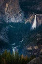 Nevada and Vernal Falls Yosemite National Park from Glacier Poin Royalty Free Stock Photo