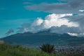 Nevado de Toluca, Mexico with a hat made of clouds, classic Mexican postcard landscape.