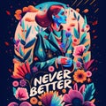 Never Better - A Woman With Flowers And Leaves Royalty Free Stock Photo