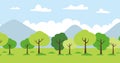 Never ending landscape tree mountain cloud vector background animation