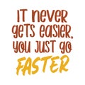 It never gets easier, you just go faster. Best awesome inspirational or motivational cycling quote