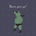 Never give up! Bear super hero illustration. Royalty Free Stock Photo