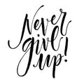 Never Give Up. Hand drawn inspirational quote.