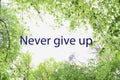 Never give up. Motivational phrases for every day