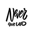 Never Give Up phrase. Hand written lettering. Black color text. Vector illustration. Royalty Free Stock Photo