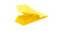 Never give up yellow wrinkled paper airplane white