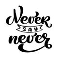 Never say never motivation phrase. Sticker set for social media post. Vector text hand drawn calligraphy illustration Royalty Free Stock Photo