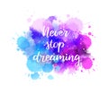 Never stop dreaming - motivational message.