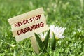 Never stop dreaming