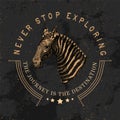 Never stop exploring logo design vector Royalty Free Stock Photo