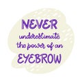 Never underestimate the power of an eyebrow. Hand drawn lettering composition for a brow bar, poster, banner, make-up