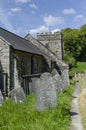 Nevern churchyard with celtic cross. Royalty Free Stock Photo