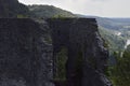 Nevitsky castle ruins flaunt on a high hill with an impressive view from above on a tree in Transcarpathia, Ukraine... Royalty Free Stock Photo