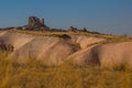 NEVSEHIR DISTRICT, CAPPADOCIA, TURKEY- Beautiful Uchisar village with its spectacular rocky castle Royalty Free Stock Photo