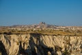 NEVSEHIR DISTRICT, CAPPADOCIA, TURKEY- Beautiful Uchisar village with its spectacular rocky castle Royalty Free Stock Photo