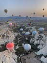 Nevsehir, Goreme, Urgup type of balloon, helium gas balloon flying in Turkey, colorful images from the air