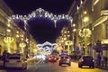 Nevsky Avenue in Christmas decoration . St. Petersburg. Russia