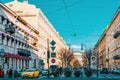 Nevsky Avenue. Urban and historically beautiful city views of Saint Petersburg. Russia