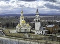 Nevyansk leaning tower and ortodox church.