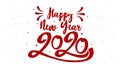 Happy Typographical 2020 New Year. Lettering Composition And Burst. Holiday vintage festive label