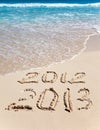 New 2013. The wave washes off an inscription 2012 Royalty Free Stock Photo