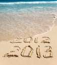 New 2013. The wave washes off an inscription 2012. Royalty Free Stock Photo